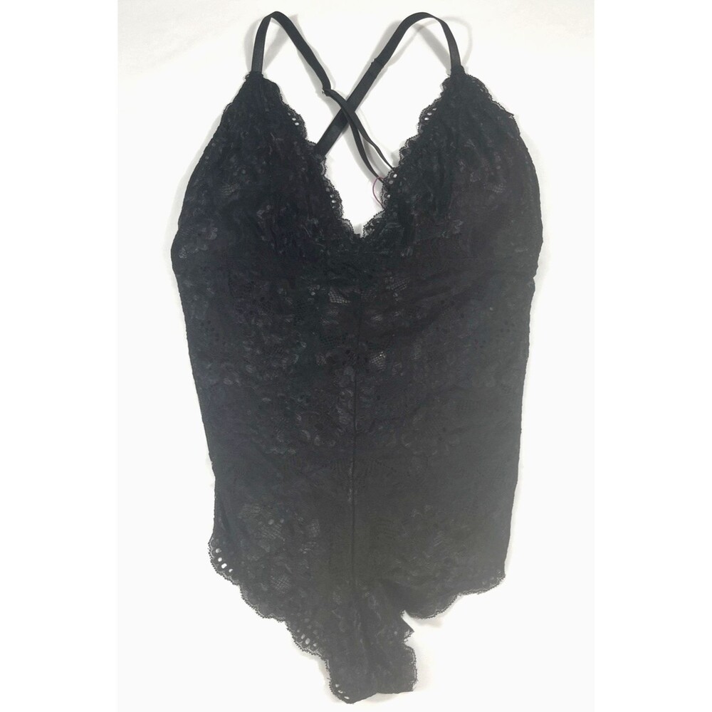 Avidlove Black Lace Bodysuit Women’s Small Sheer Lingerie Strappy Back NWT